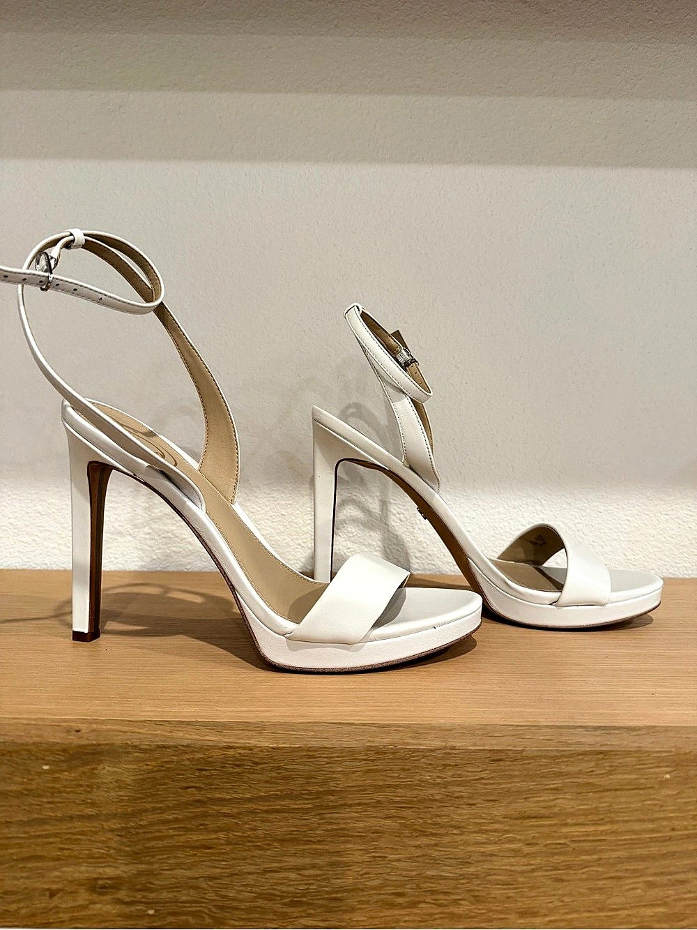 Sam Edelman Jade Ankle Strap Heel Sandal White Leather Heels US 10
